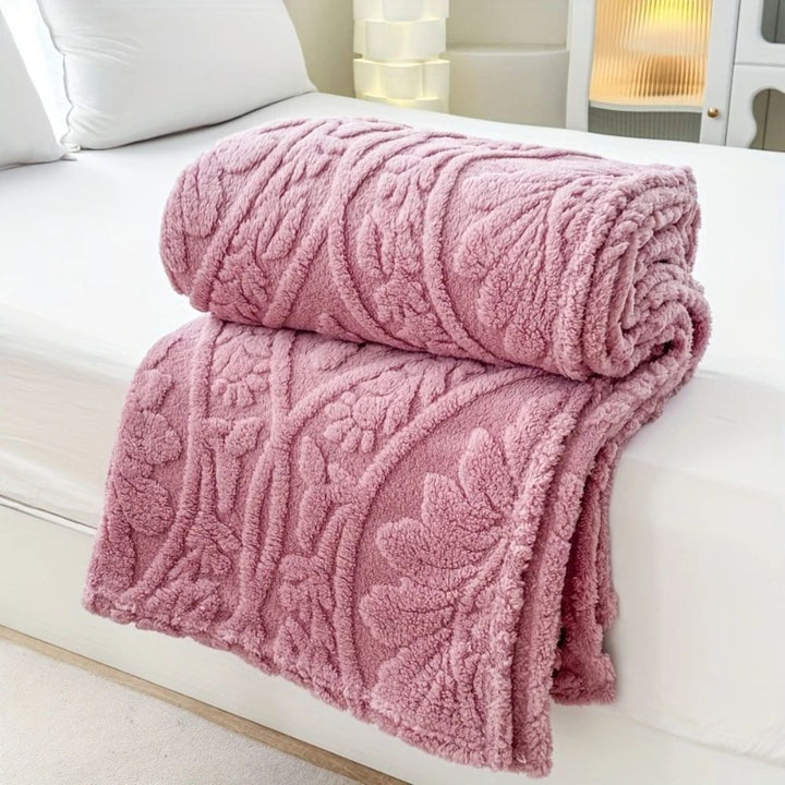 Geometric Jacquard Fleece Throw with French-Inspired Texture