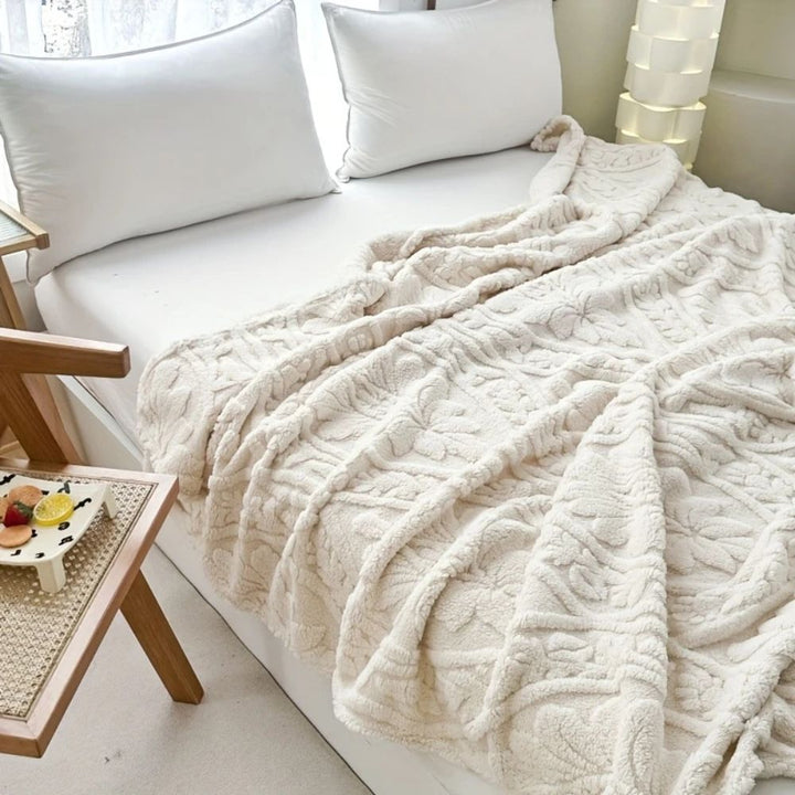 Geometric Jacquard Fleece Throw with French-Inspired Texture