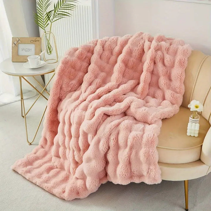 Dual-Layer Faux Fur Throw Blanket with Cloud-Soft Plush