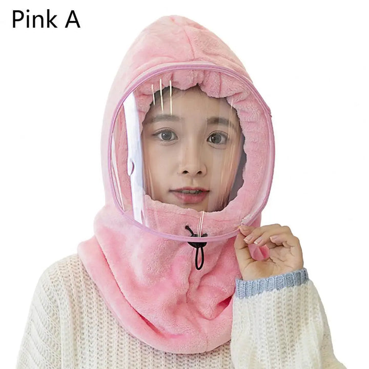 Plush Full Face Winter Hat with Built-In Neck Gaiter