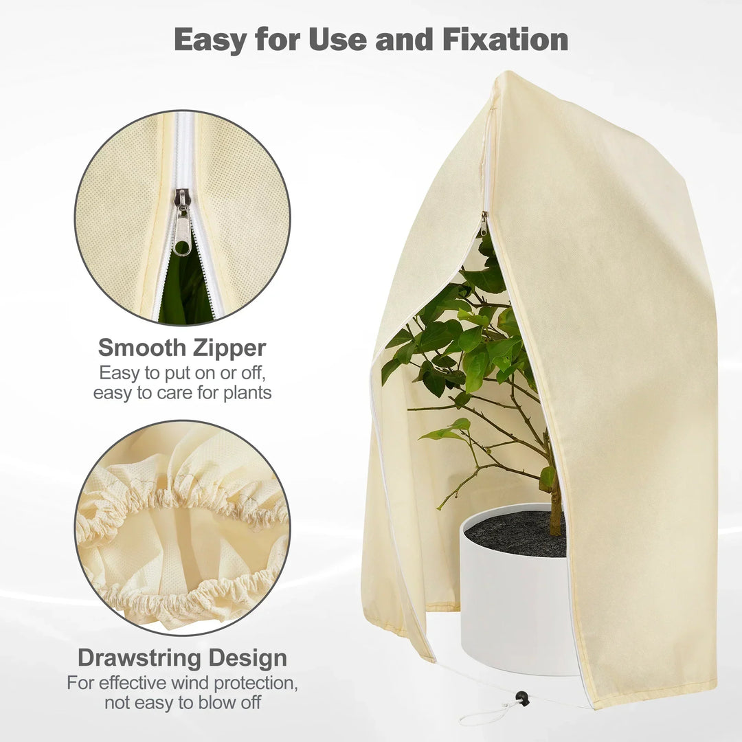 Winter protection cover for plants - Frost protection with zipper and drawstring, breathable for palms and potted plants in the garden