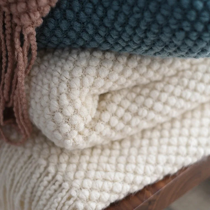Cream White Wool Blanket, Warm and Cozy Year-Round