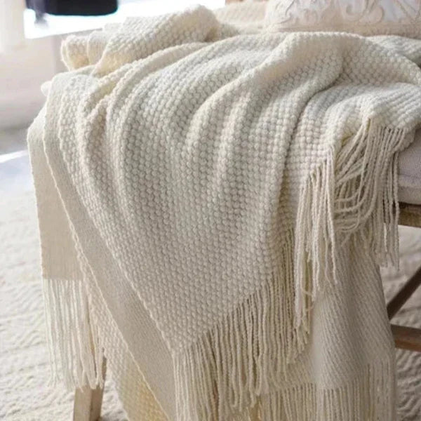 Cream White Wool Blanket, Warm and Cozy Year-Round