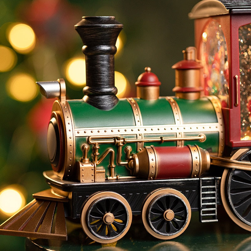 Santa Train Snow Globe Music Box with 8 Holiday Songs