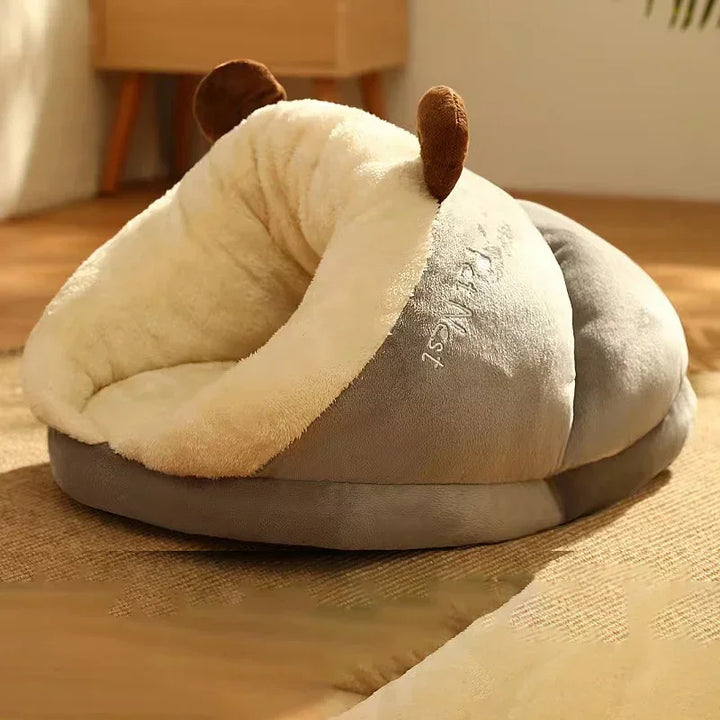 Slipper-Shaped Fleece Dog Bed – Foldable and Washable