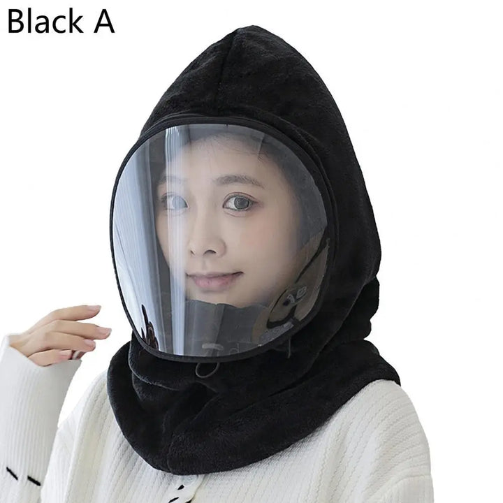 Plush Full Face Winter Hat with Built-In Neck Gaiter