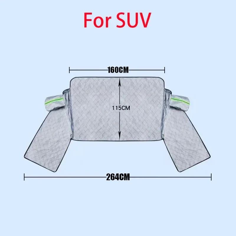 Extra-Large Windshield Cover with Mirror and Side Window Flaps