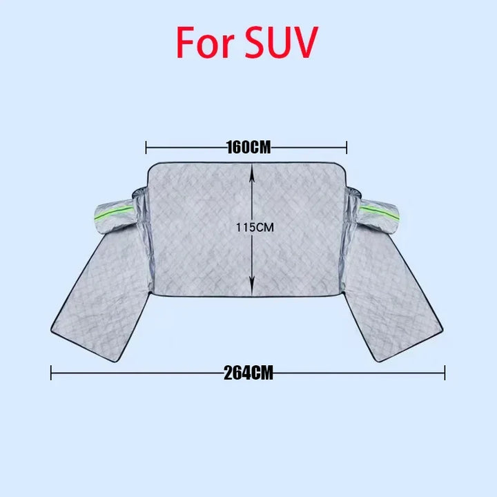 Extra-Large Windshield Cover with Mirror and Side Window Flaps