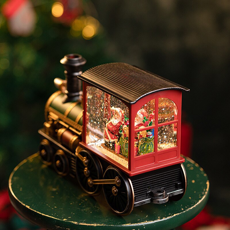 Santa Train Snow Globe Music Box with 8 Holiday Songs