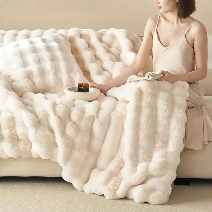 Reversible Cozy Throw Blanket Textured Home Accent for All Seasons