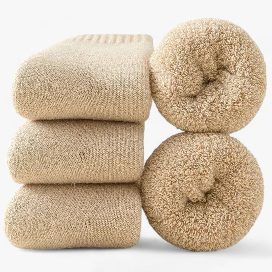 Wool and Cashmere Thermal Socks 3-Pack with Fleece Loop