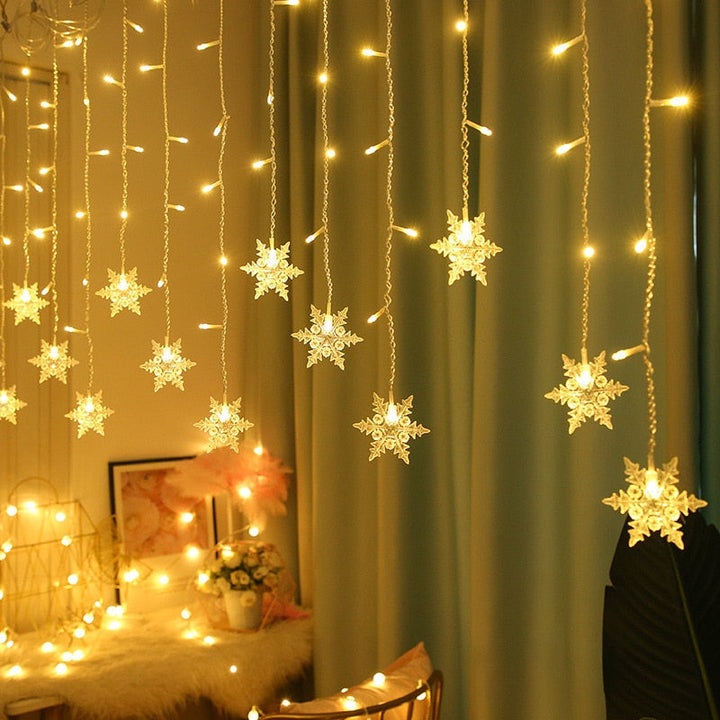 LED Snowflake String Lights for Trees and Windows