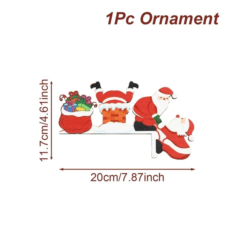 Christmas Wooden Decoration FrostiHome | Santa Claus &amp; Snowman | Wooden Door Sign &amp; Corner Decoration | Christmas &amp; New Year 2026
