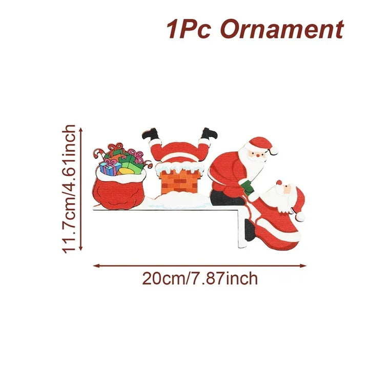 Christmas Wooden Decoration FrostiHome | Santa Claus &amp; Snowman | Wooden Door Sign &amp; Corner Decoration | Christmas &amp; New Year 2026
