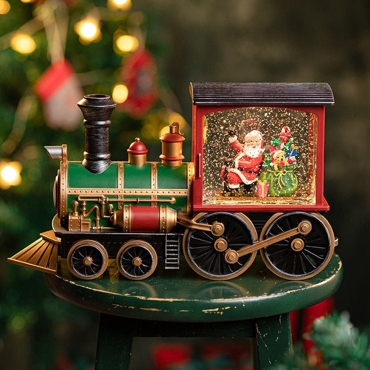 Santa Train Snow Globe Music Box with 8 Holiday Songs