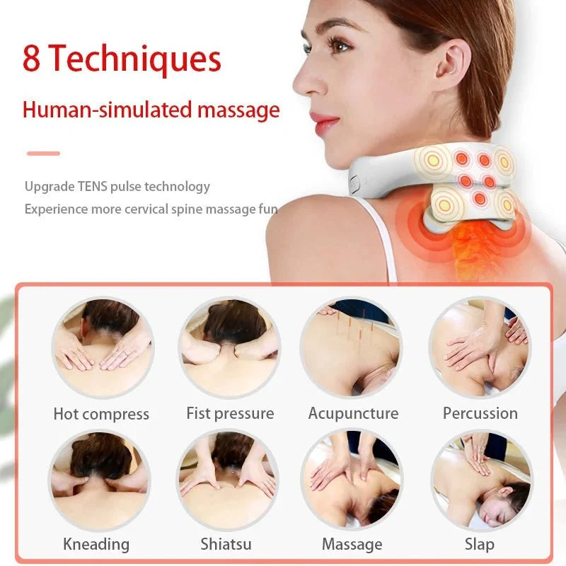 Hendrano™ Cordless Heated Neck Massager with 8 Techniques