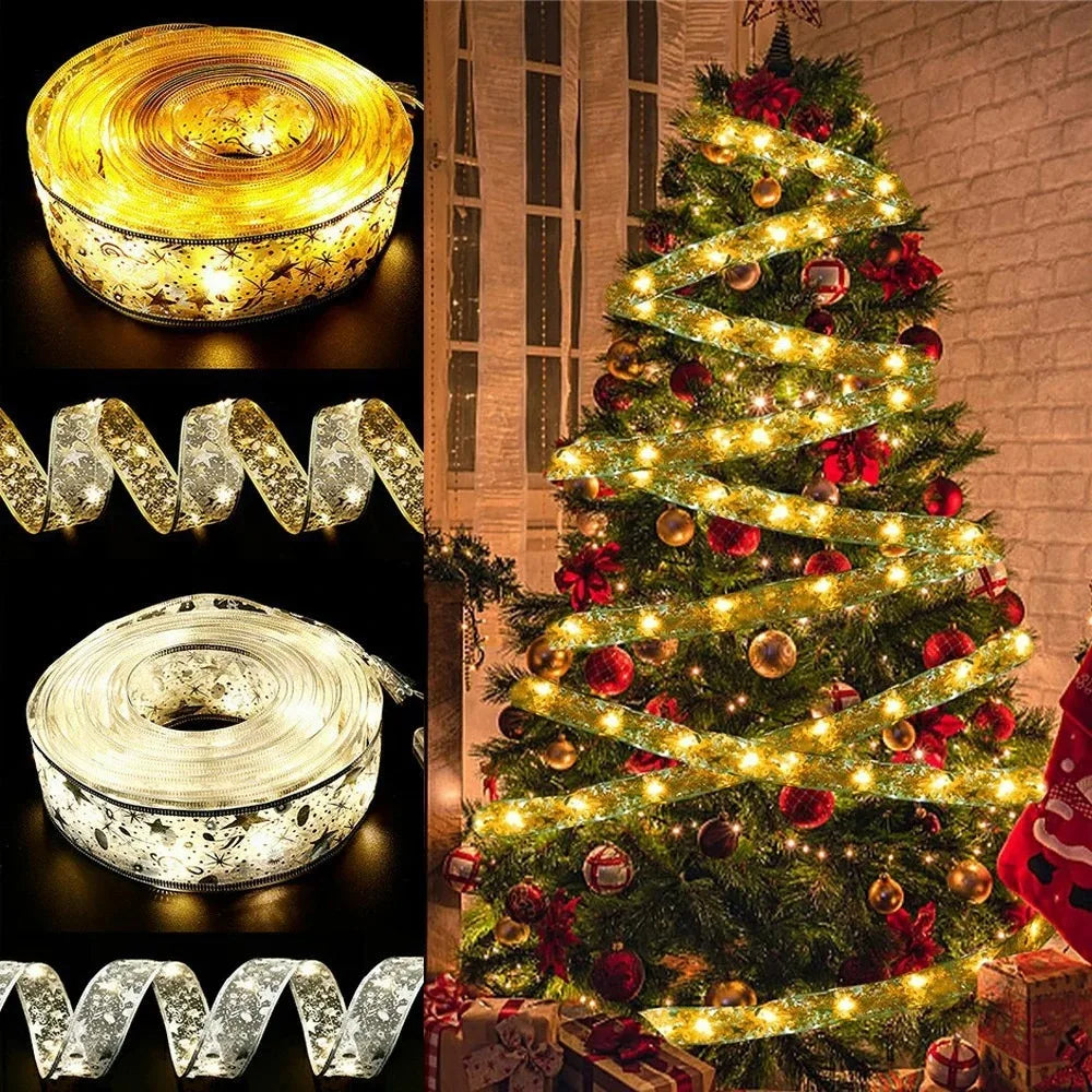 Hendrano™ Christmas Ribbon with Warm White LED String Lights