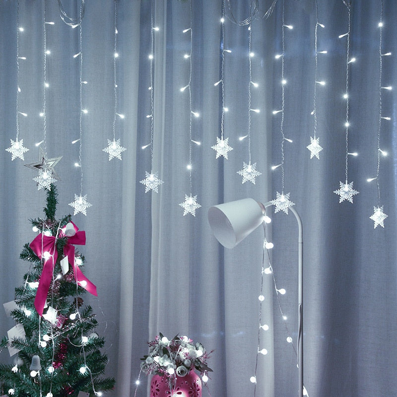 LED Snowflake String Lights for Trees and Windows