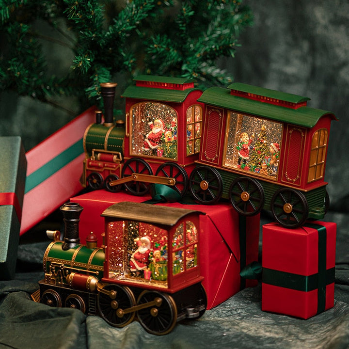 Santa Train Snow Globe Music Box with 8 Holiday Songs