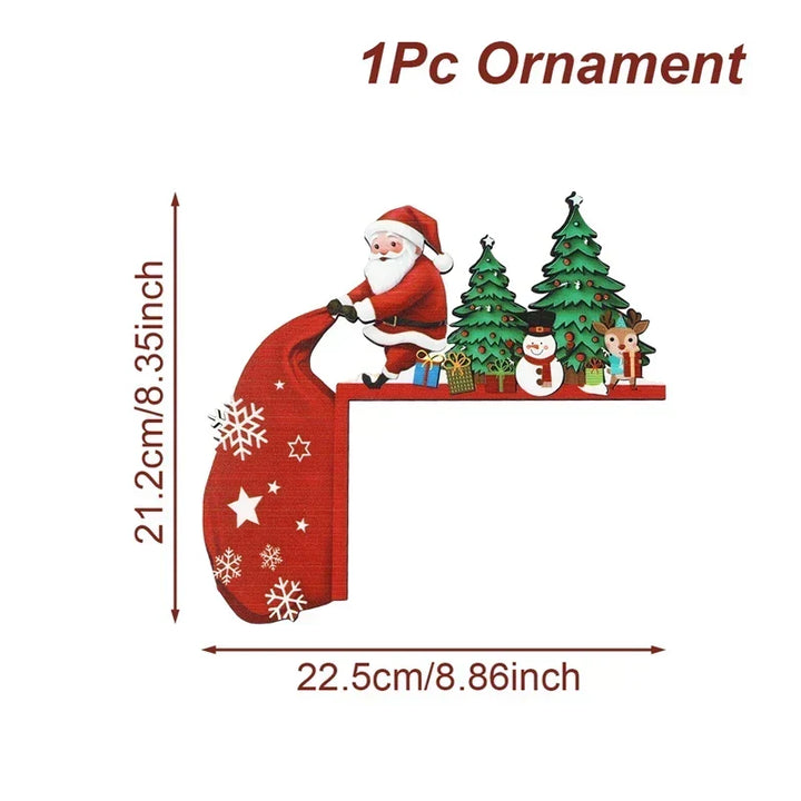 Christmas Wooden Decoration FrostiHome | Santa Claus &amp; Snowman | Wooden Door Sign &amp; Corner Decoration | Christmas &amp; New Year 2026
