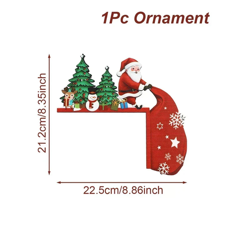 Christmas Wooden Decoration FrostiHome | Santa Claus &amp; Snowman | Wooden Door Sign &amp; Corner Decoration | Christmas &amp; New Year 2026