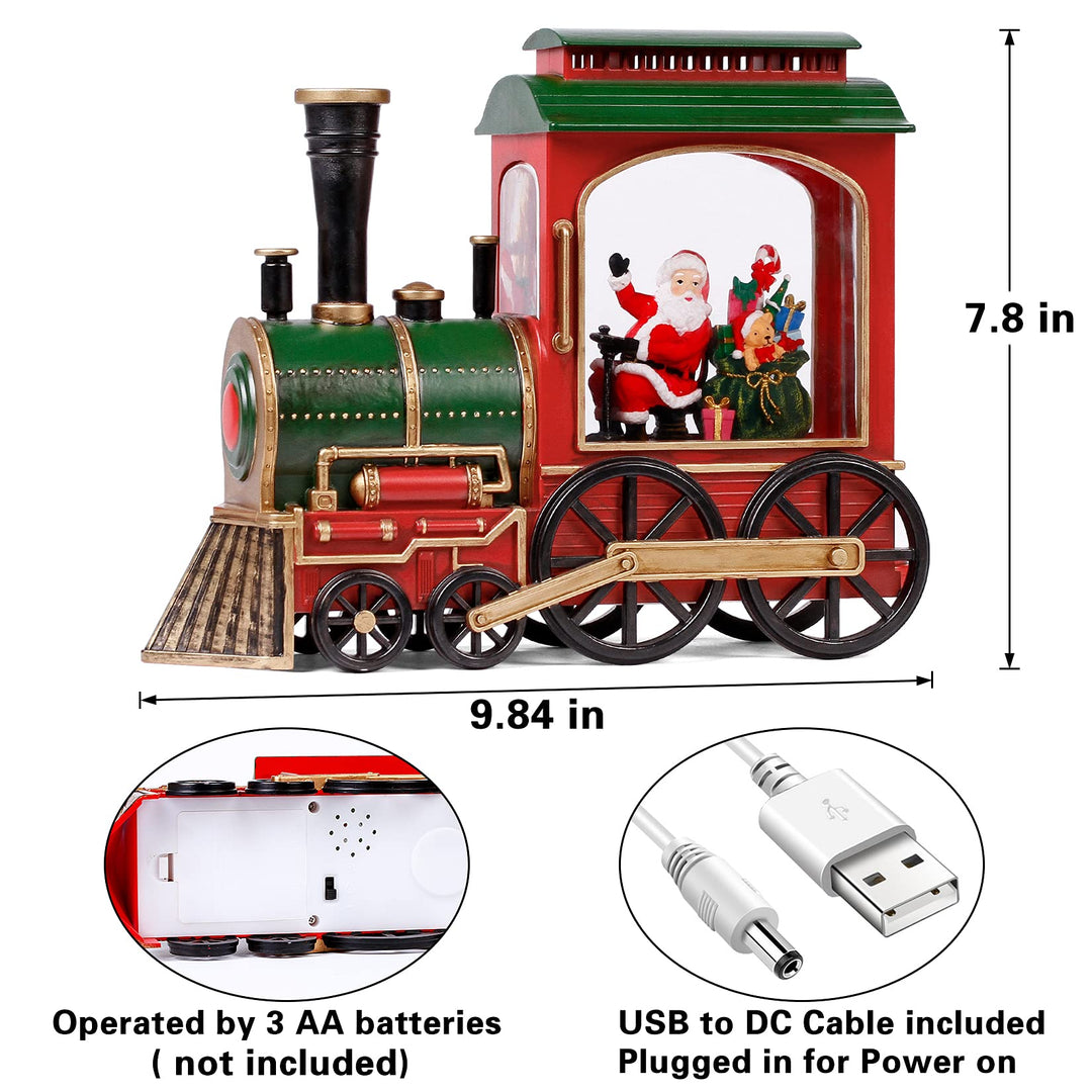 Santa Train Snow Globe Music Box with 8 Holiday Songs
