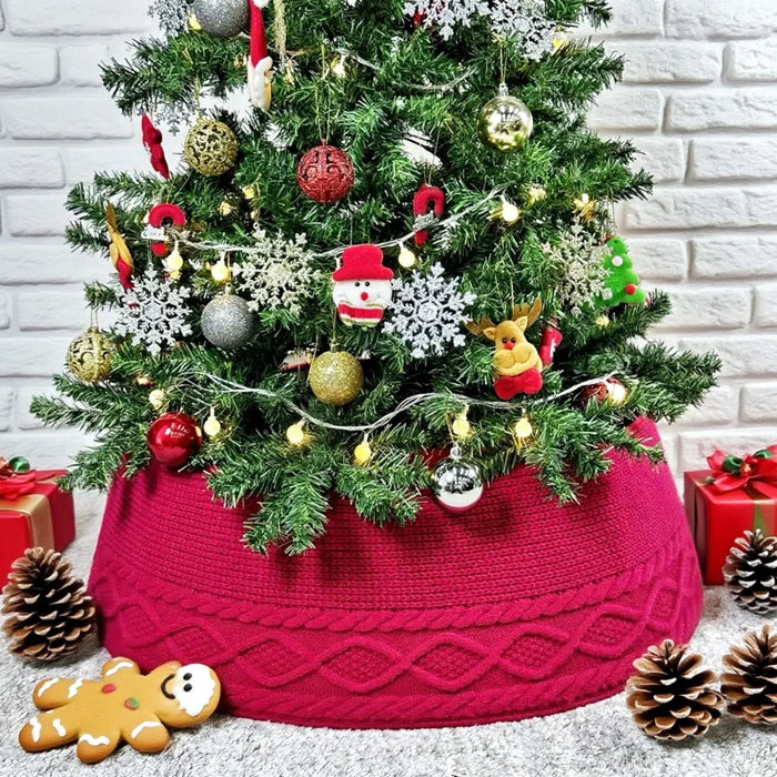 Hendrano™ Cable-Knit Christmas Tree Skirt with Easy Tie Closure