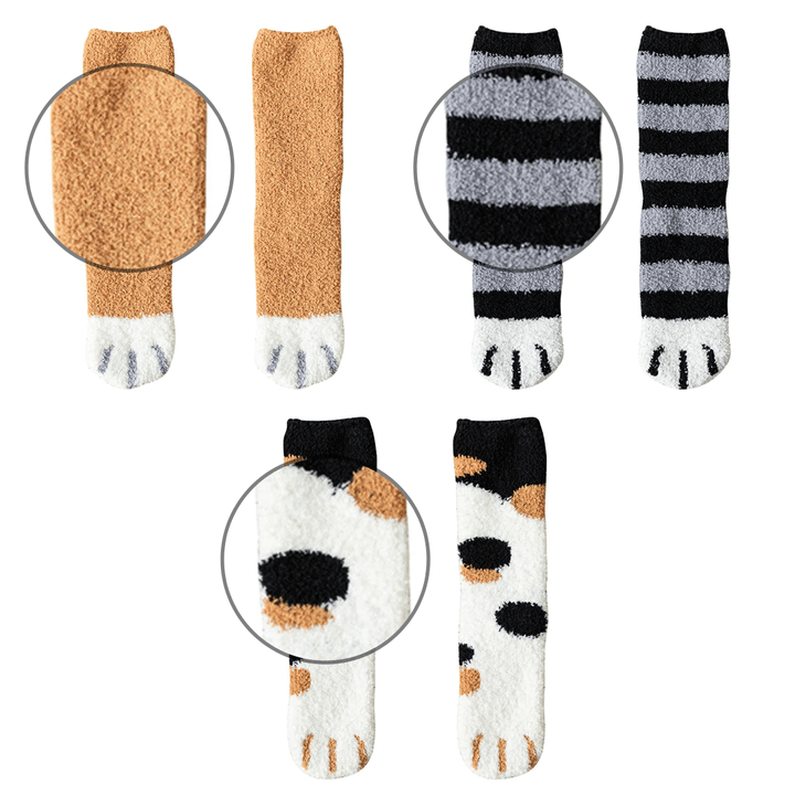 Hendrano™ Cozy Cat Paw Socks in Soft Coral Fleece, One Size Fits Most