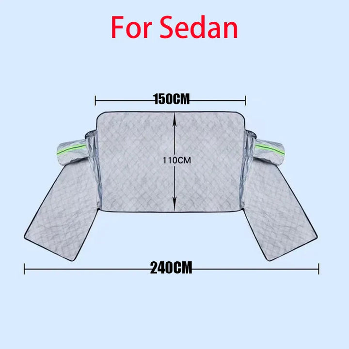 Extra-Large Windshield Cover with Mirror and Side Window Flaps