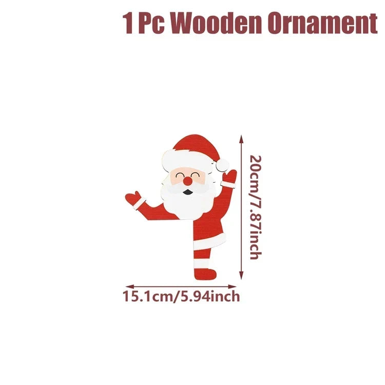 Christmas Wooden Decoration FrostiHome | Santa Claus &amp; Snowman | Wooden Door Sign &amp; Corner Decoration | Christmas &amp; New Year 2026