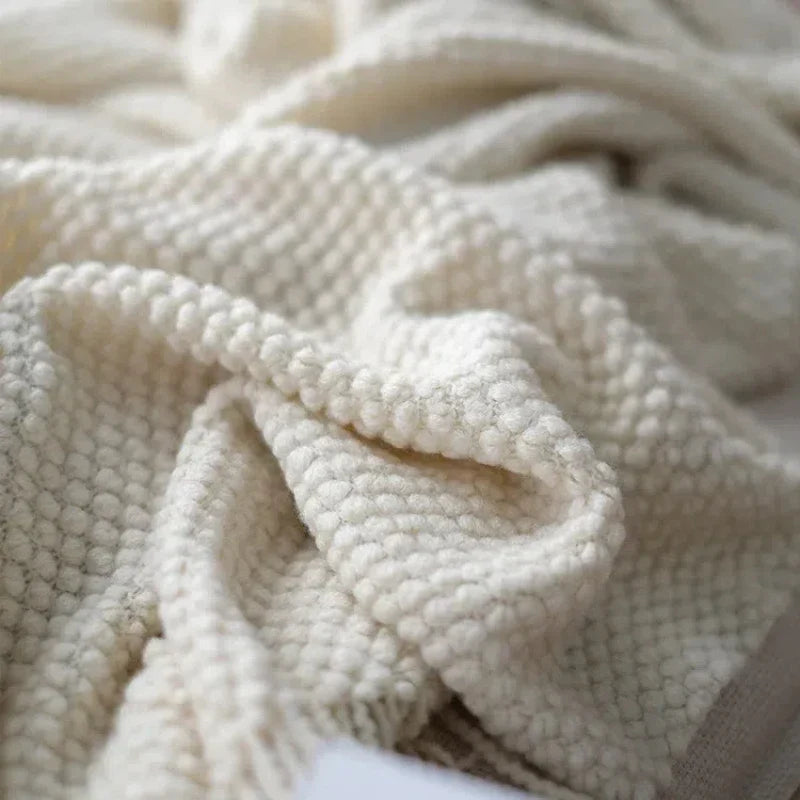 Cream White Wool Blanket, Warm and Cozy Year-Round
