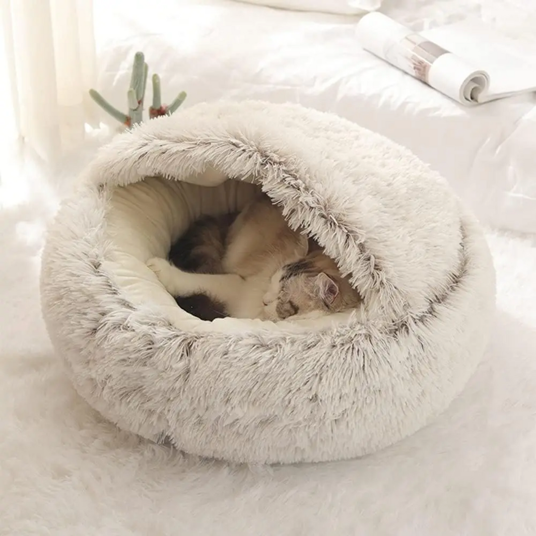 Calming Cave Dog Bed with Cozy Covered Nest Design