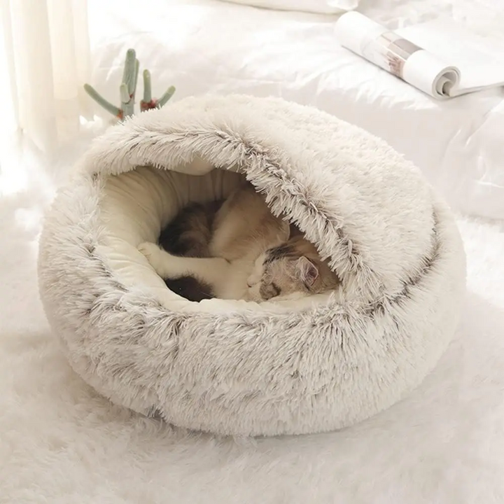 Calming Cave Dog Bed with Cozy Covered Nest Design