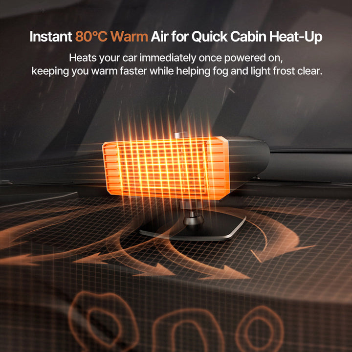 Portable Car Heater and Windshield Defroster, 360° Swivel