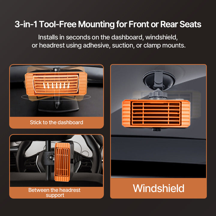 Portable Car Heater and Windshield Defroster, 360° Swivel