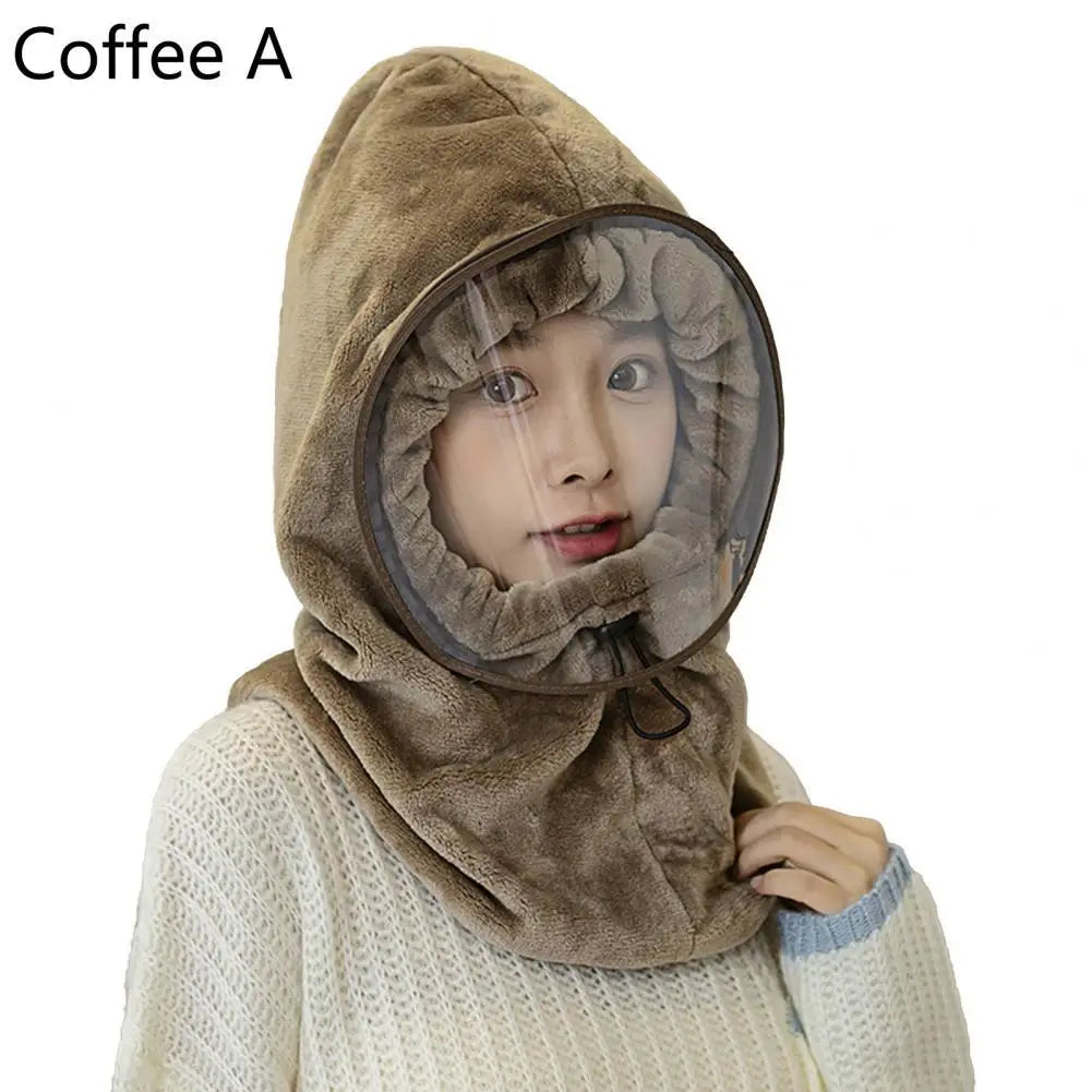 Plush Full Face Winter Hat with Built-In Neck Gaiter