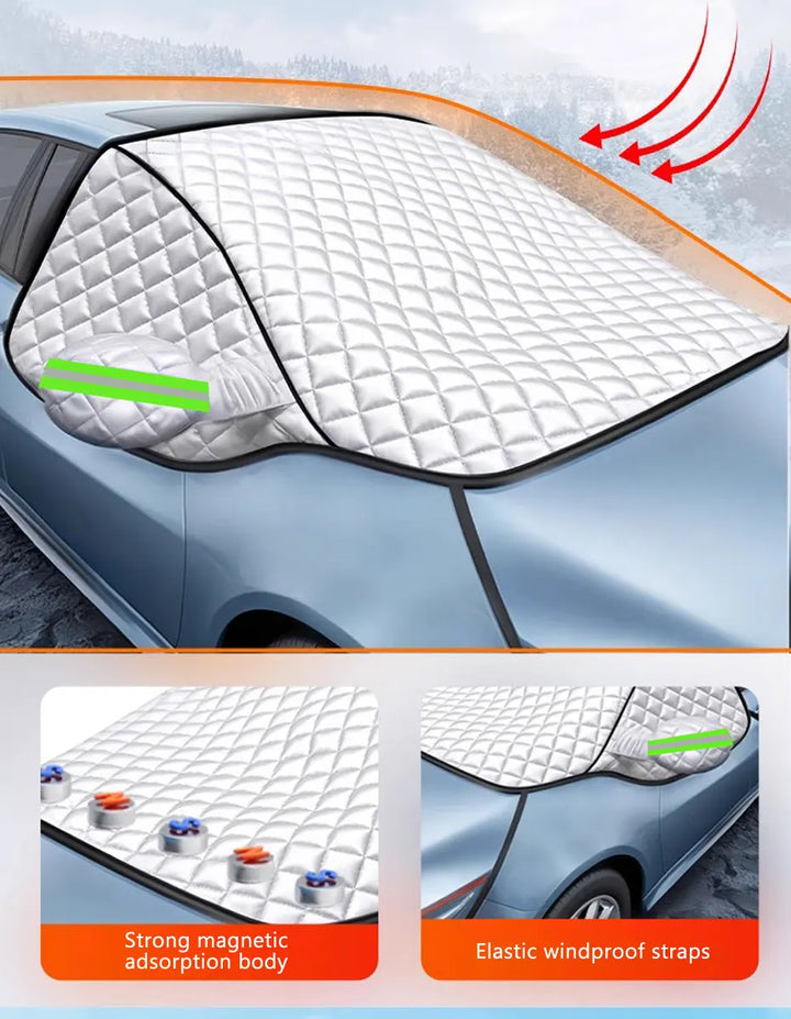 5-Layer Magnetic Windshield Cover with Mirror and Side Protection