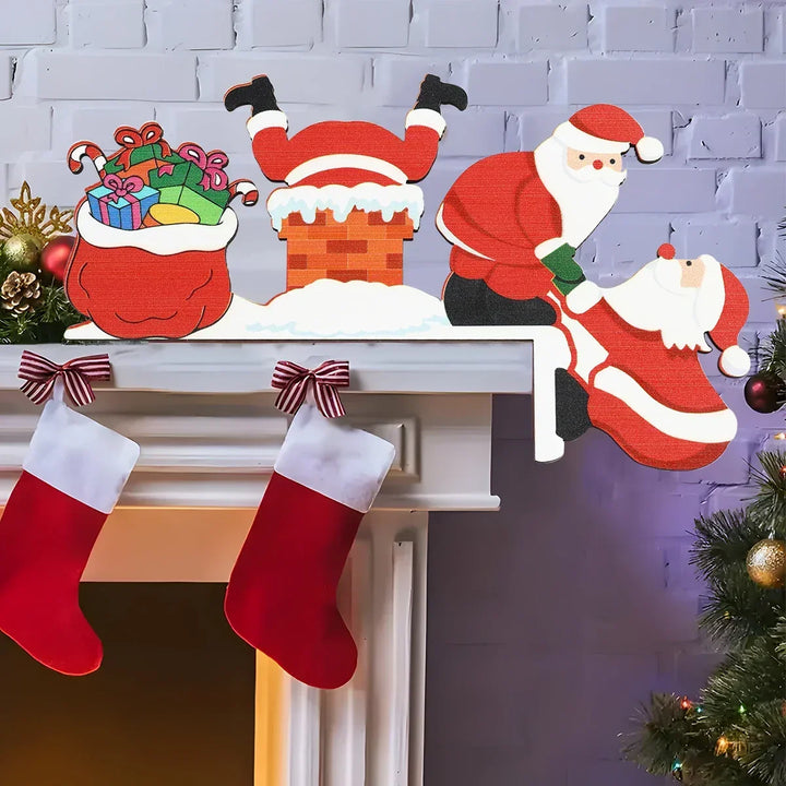 Christmas Wooden Decoration FrostiHome | Santa Claus &amp; Snowman | Wooden Door Sign &amp; Corner Decoration | Christmas &amp; New Year 2026