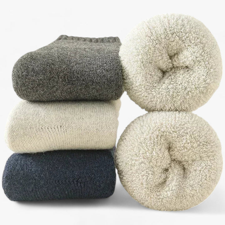 Wool and Cashmere Thermal Socks 3-Pack with Fleece Loop