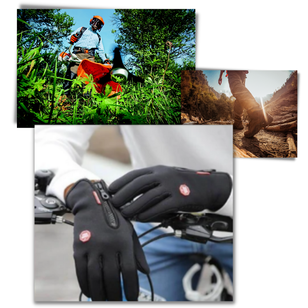 Windproof Thermal Gloves with Zipper, Grip Palm and Touchscreen