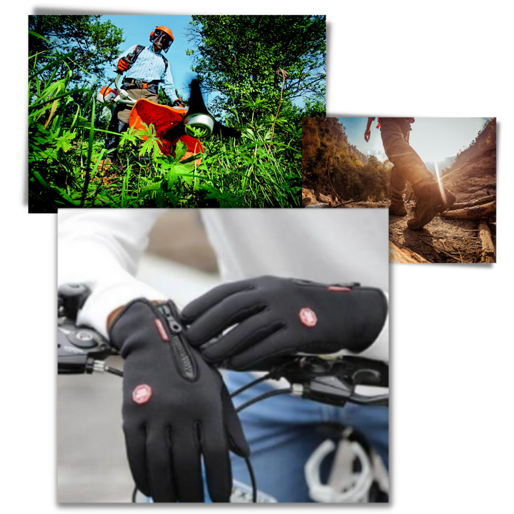 Windproof Thermal Gloves with Zipper, Grip Palm and Touchscreen