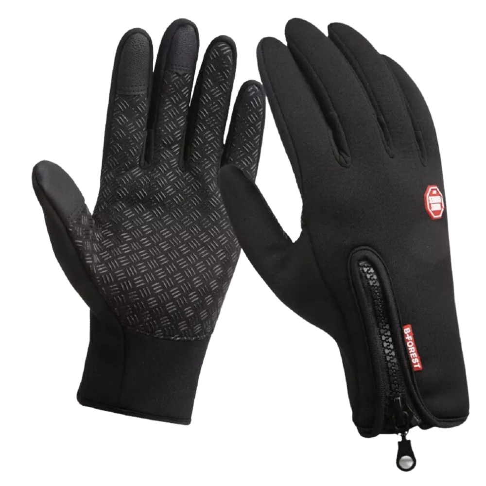 Windproof Thermal Gloves with Zipper, Grip Palm and Touchscreen