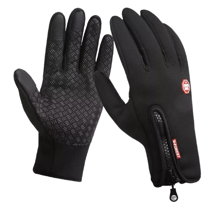 Windproof Thermal Gloves with Zipper, Grip Palm and Touchscreen