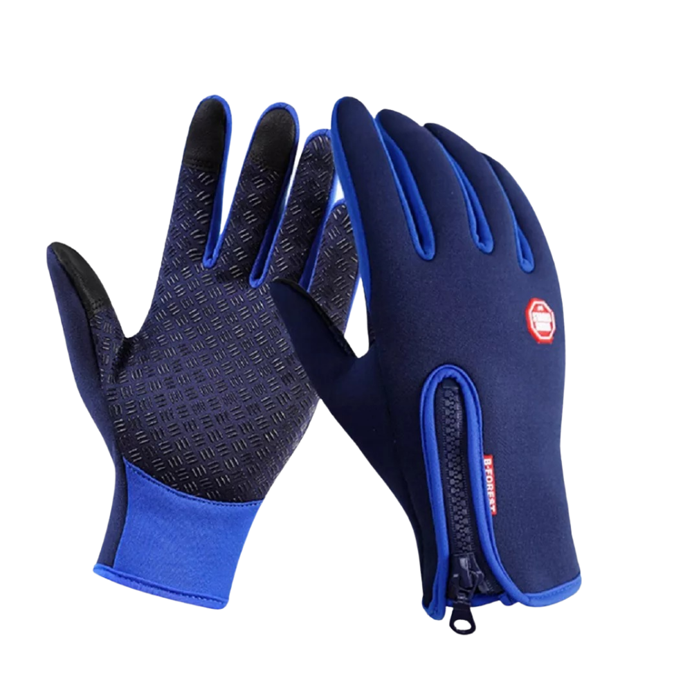 Windproof Thermal Gloves with Zipper, Grip Palm and Touchscreen