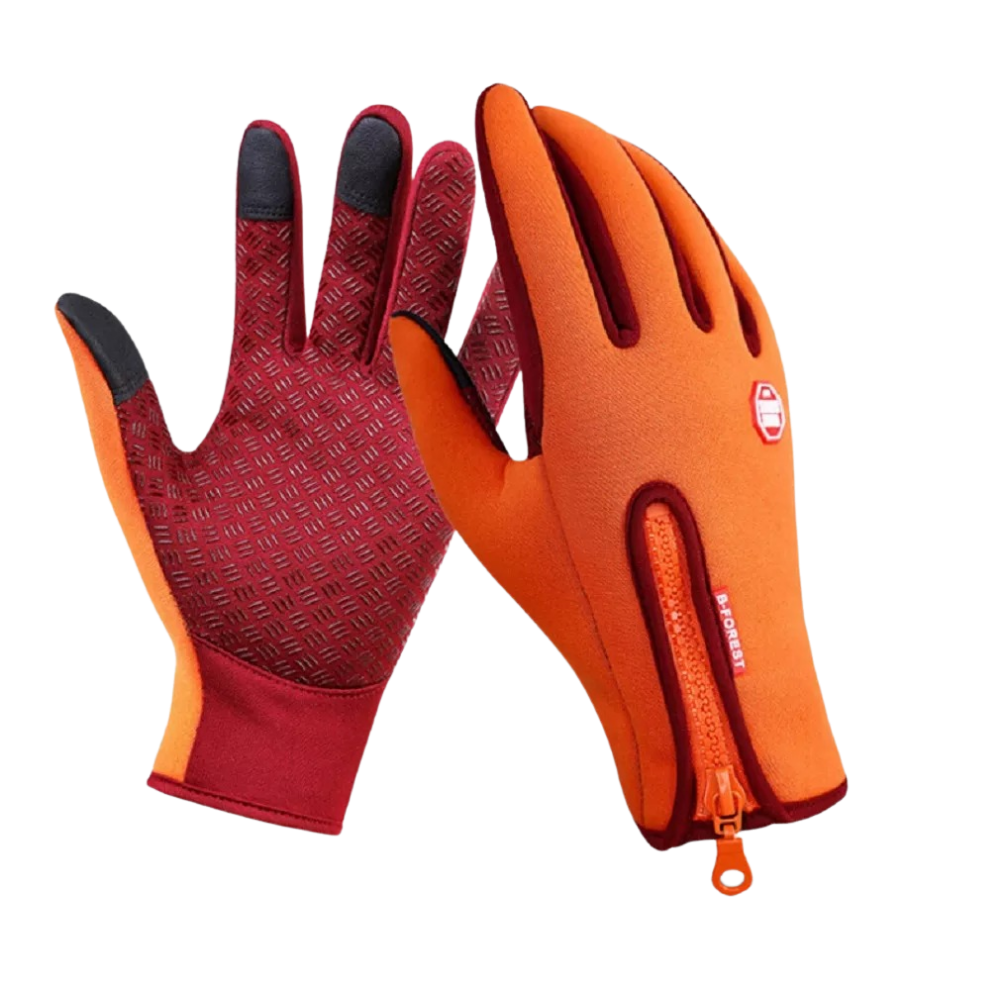 Windproof Thermal Gloves with Zipper, Grip Palm and Touchscreen