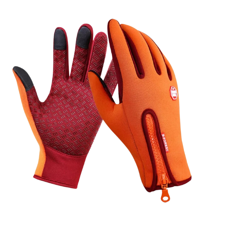 Windproof Thermal Gloves with Zipper, Grip Palm and Touchscreen