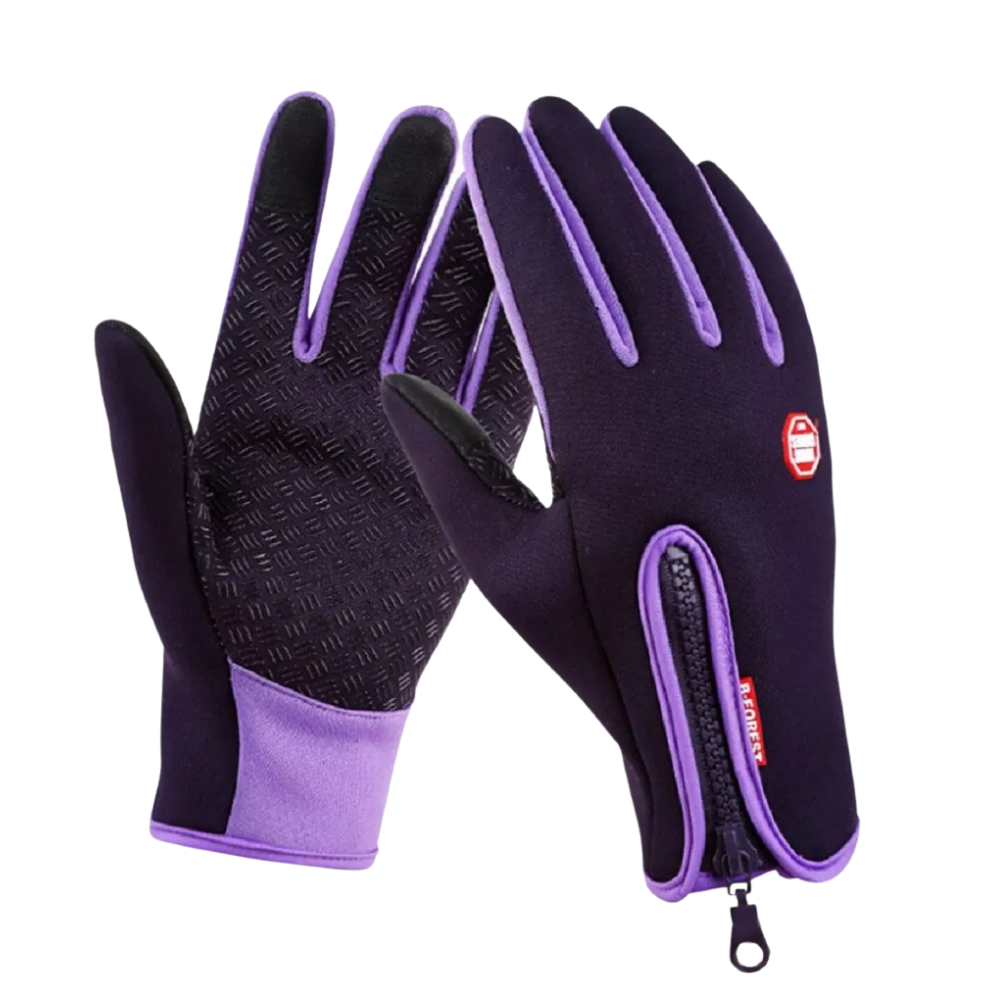 Windproof Thermal Gloves with Zipper, Grip Palm and Touchscreen
