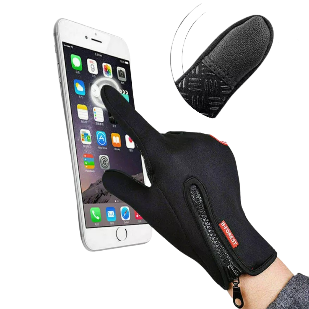 Windproof Thermal Gloves with Zipper, Grip Palm and Touchscreen
