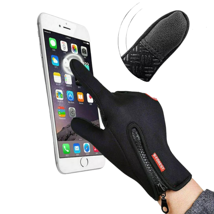 Windproof Thermal Gloves with Zipper, Grip Palm and Touchscreen