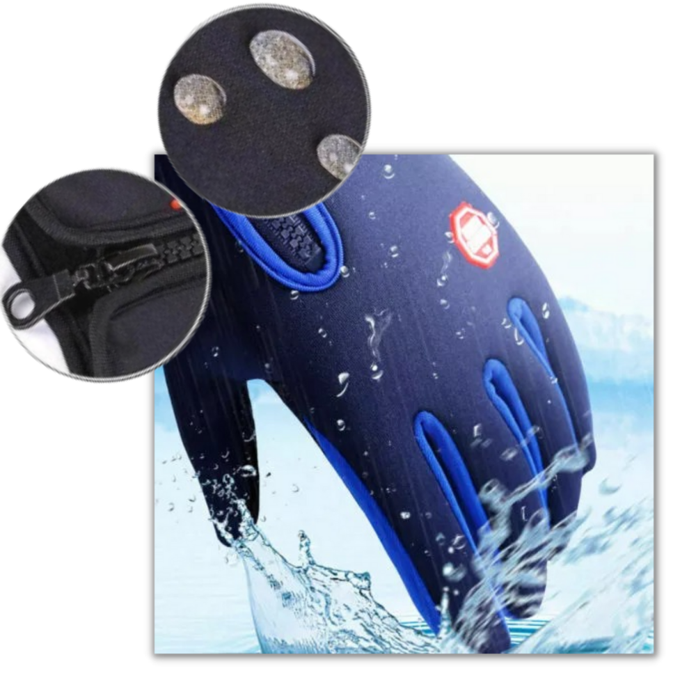 Windproof Thermal Gloves with Zipper, Grip Palm and Touchscreen